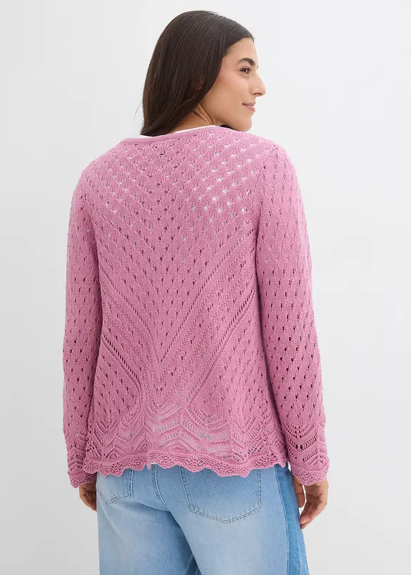 Cardigan traforato in puro cotone, bonprix