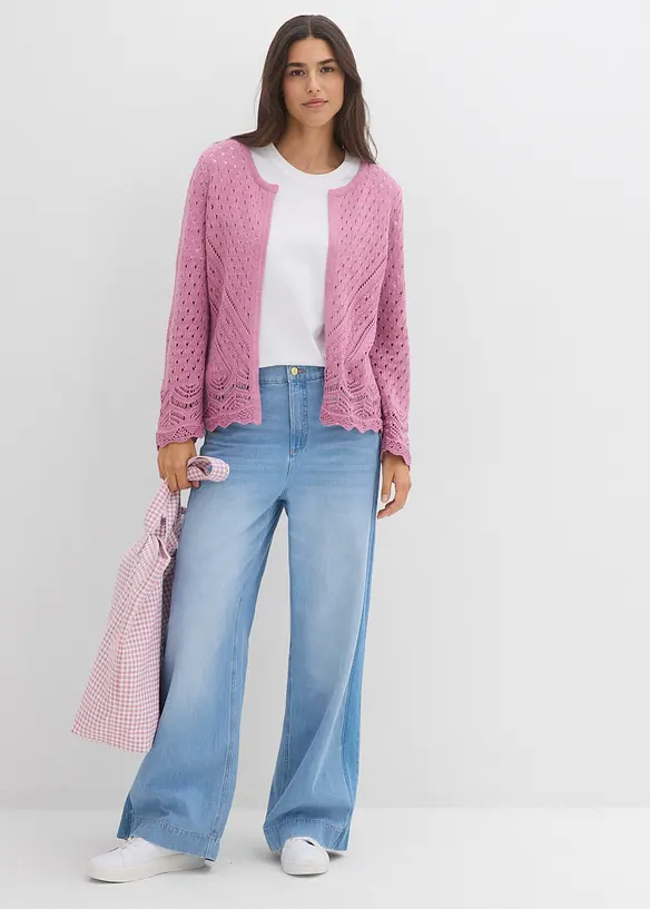 Cardigan traforato in puro cotone, bonprix