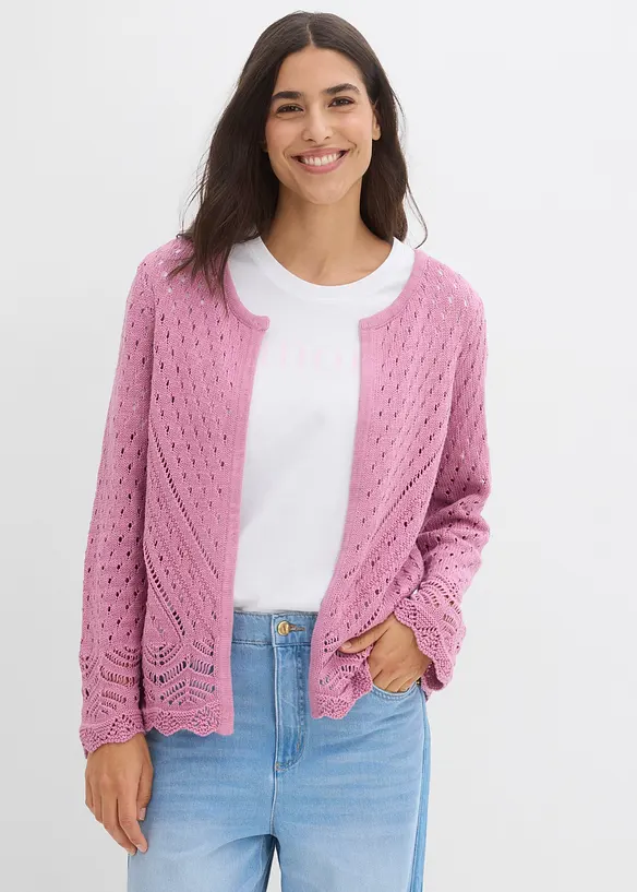 Cardigan traforato in puro cotone, bonprix