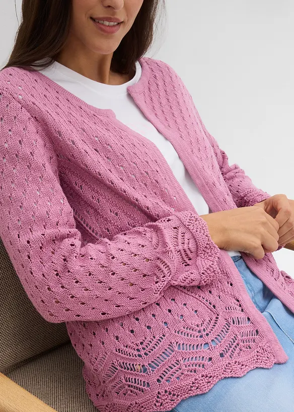 Cardigan traforato in puro cotone, bonprix