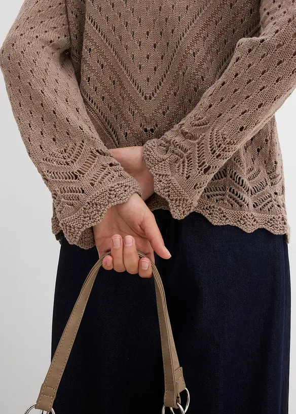 Cardigan traforato in puro cotone, bonprix