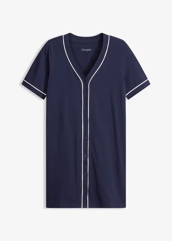 Camicia da notte corta in puro cotone con bottoni, bonprix