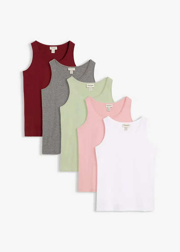 Top lungo in puro cotone (pacco da 5), bonprix