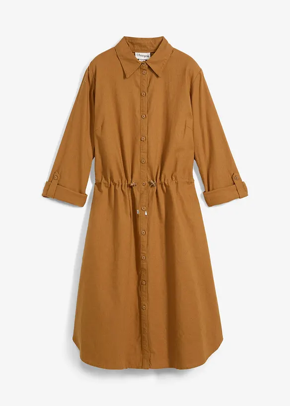 Abito chemisier in misto lino e cotone, bonprix