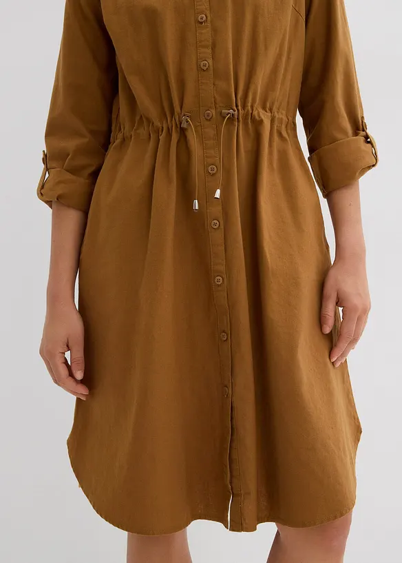 Abito chemisier in misto lino e cotone, bonprix