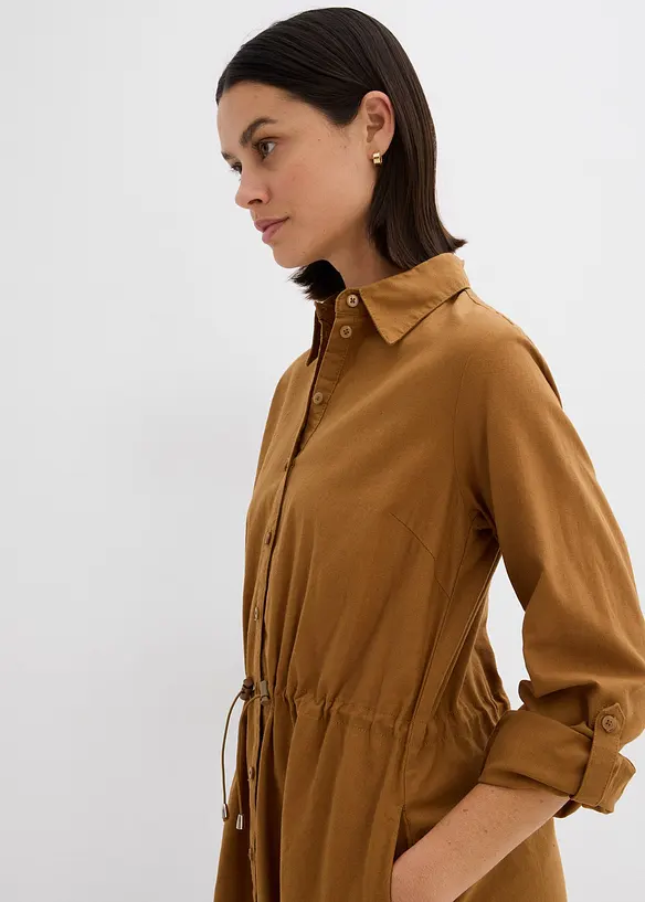 Abito chemisier in misto lino e cotone, bonprix