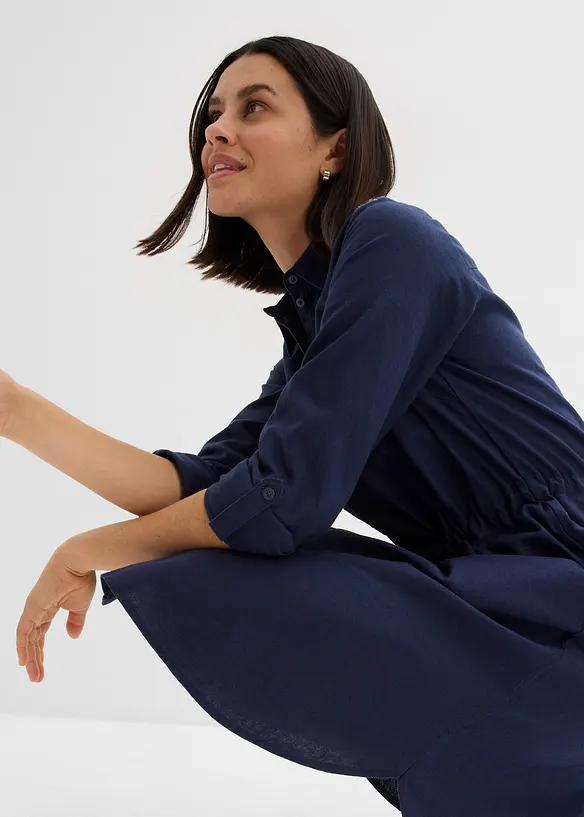 Abito chemisier in misto lino e cotone, bonprix