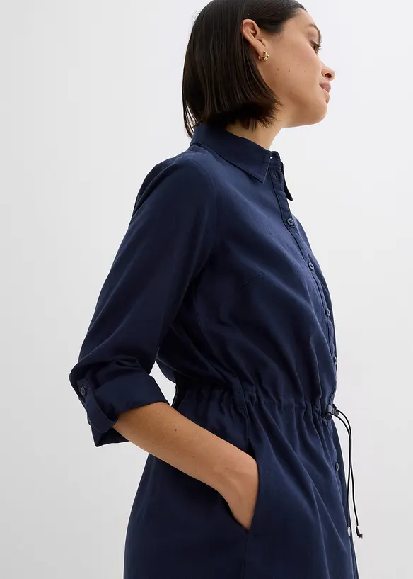 Abito chemisier in misto lino e cotone, bonprix