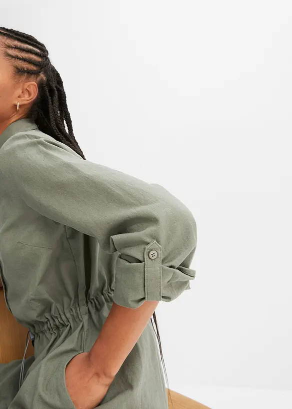 Abito chemisier in misto lino e cotone, bonprix