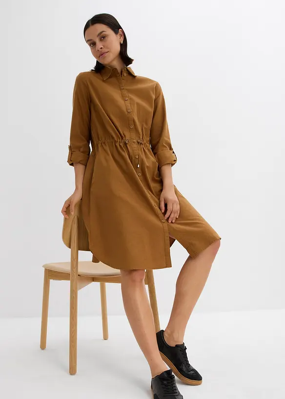 Abito chemisier in misto lino e cotone, bonprix