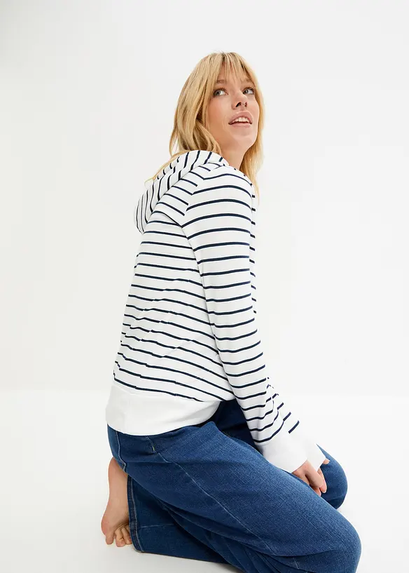 Felpa con cappuccio in misto cotone, bonprix