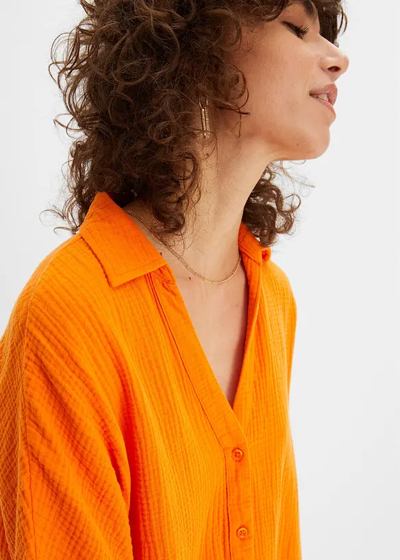 Blusa oversize lunga in soffice mussola, bonprix