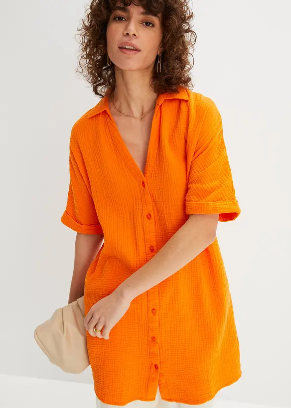 Blusa oversize lunga in soffice mussola, bonprix