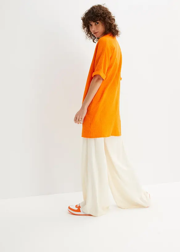 Blusa oversize lunga in soffice mussola, bonprix