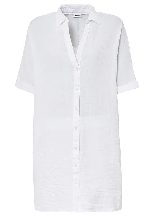 Blusa oversize lunga in soffice mussola, bonprix