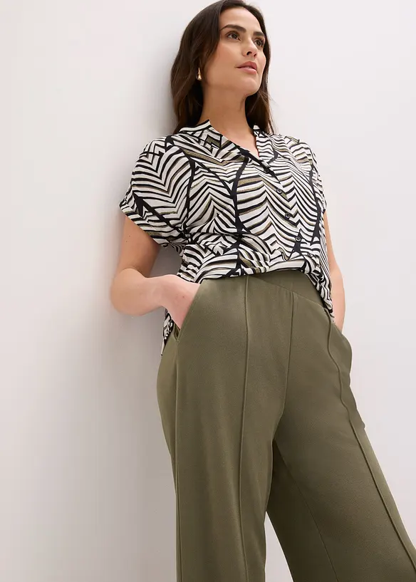 Pantaloni con elastico in vita in interlock robusto, bonprix