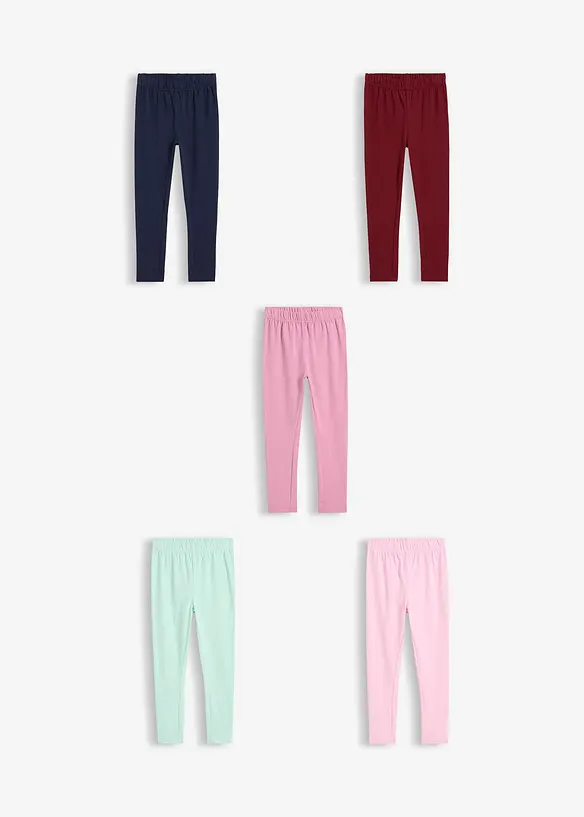 Leggings in misto cotone biologico elasticizzato (pacco da 5), bonprix