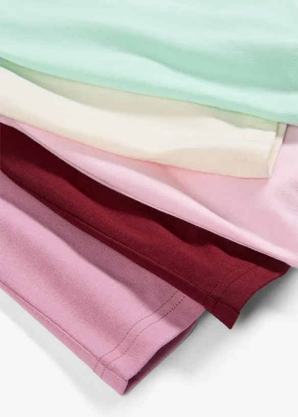 T-shirt in misto cotone biologico elasticizzato (pacco da 5), bonprix
