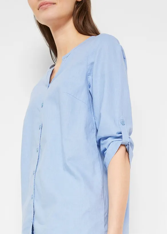 Blusa in misto lino con maniche a 3/4, bonprix