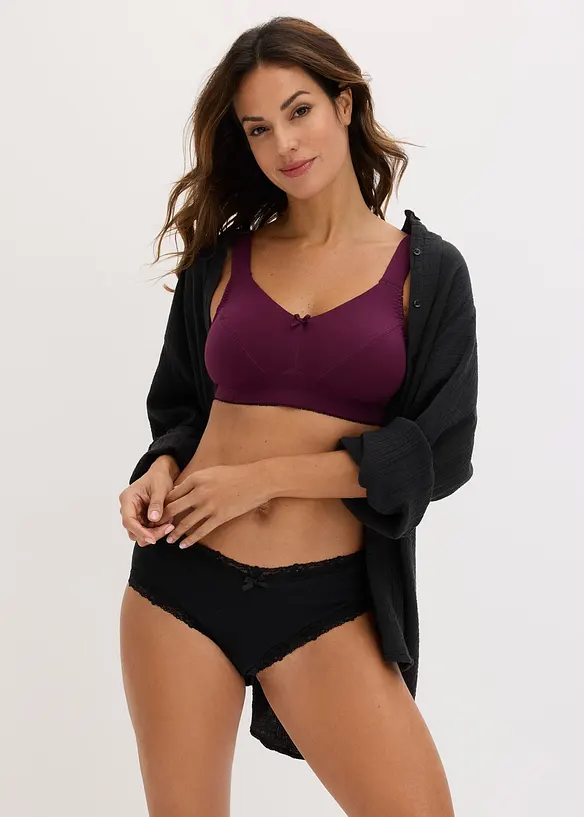 Reggiseno senza ferretto in misto cotone (pacco da 3), bonprix