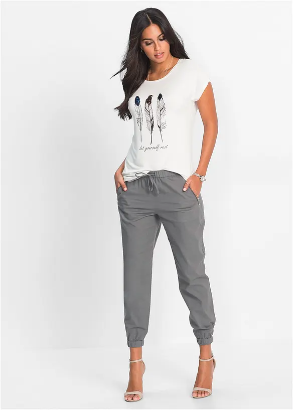Pantaloni cropped in misto lino leggero, bonprix