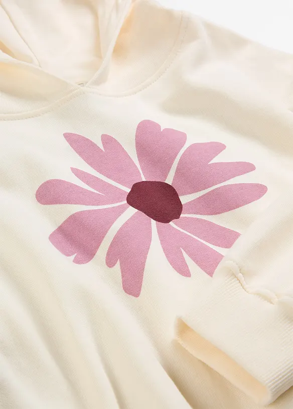 Felpa con cappuccio corta in puro cotone biologico, bonprix