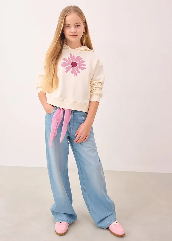 Felpa con cappuccio corta in puro cotone biologico, bonprix