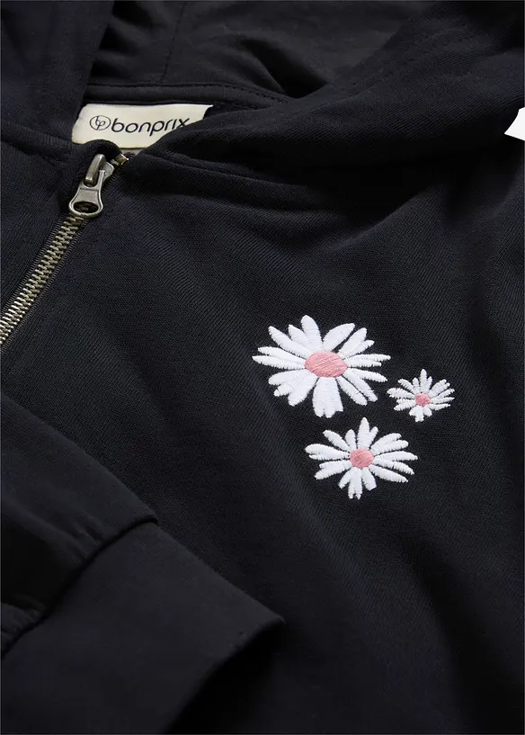 Felpa con zip in puro cotone biologico, bonprix