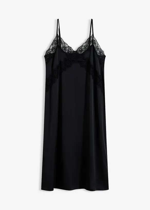 N&eacute;glig&eacute; in satin con pizzo delicato, bonprix