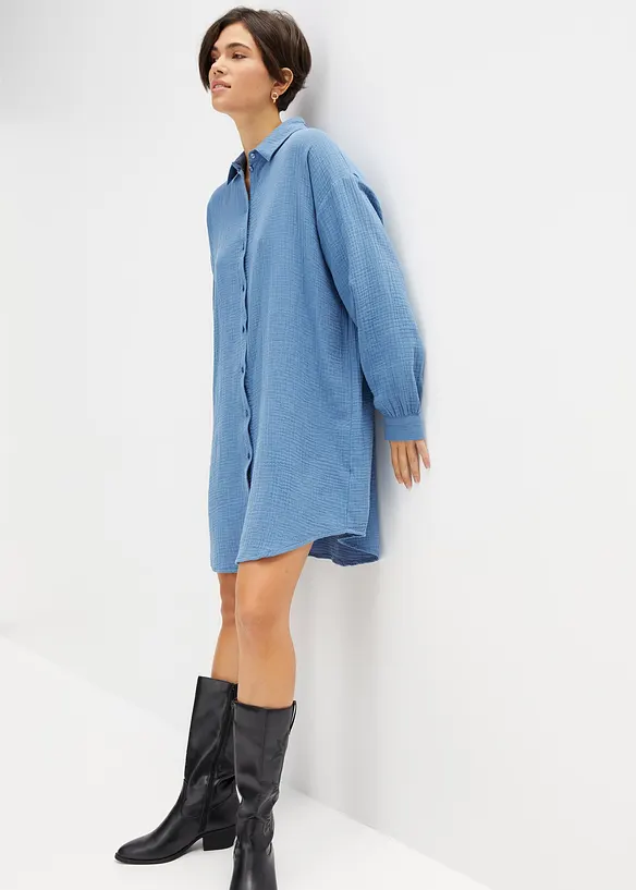 Camicetta lunga oversize in mussola, bonprix