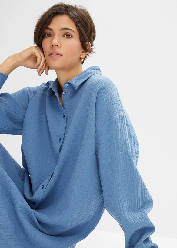 Camicetta lunga oversize in mussola, bonprix