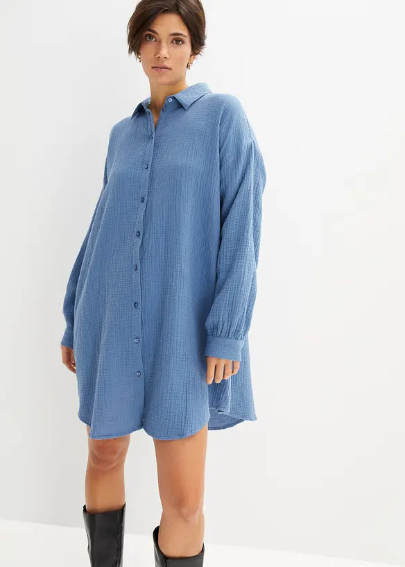 Camicetta lunga oversize in mussola, bonprix