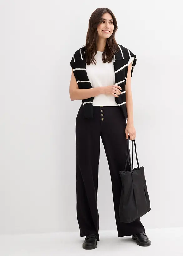 Pantaloni a palazzo lunghi  in misto lino, bonprix