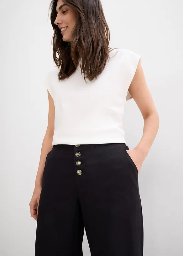 Pantaloni a palazzo lunghi  in misto lino, bonprix