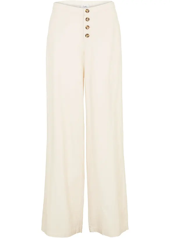 Pantaloni a palazzo lunghi  in misto lino, bonprix