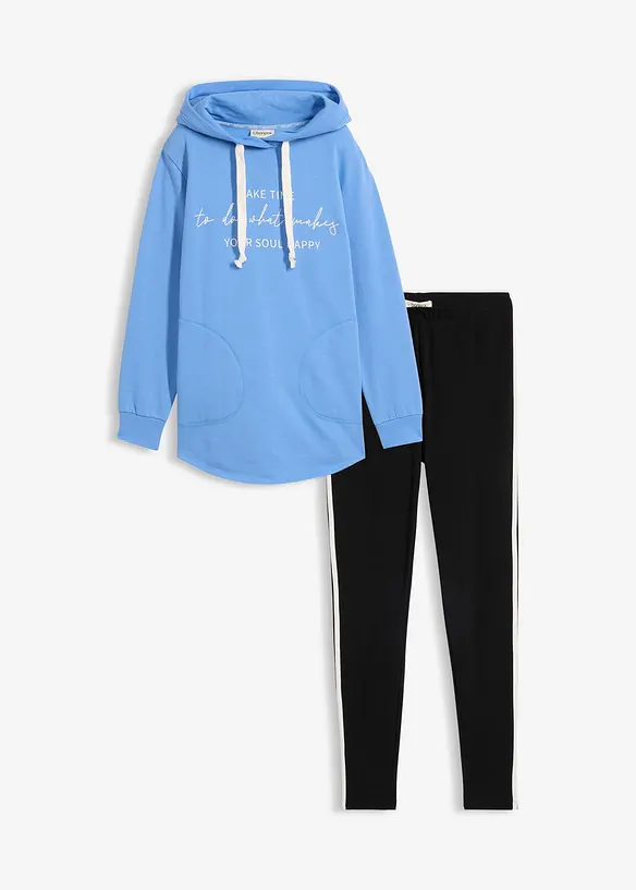 Tuta sportiva con felpa lunga e leggings (set 2 pezzi), bonprix