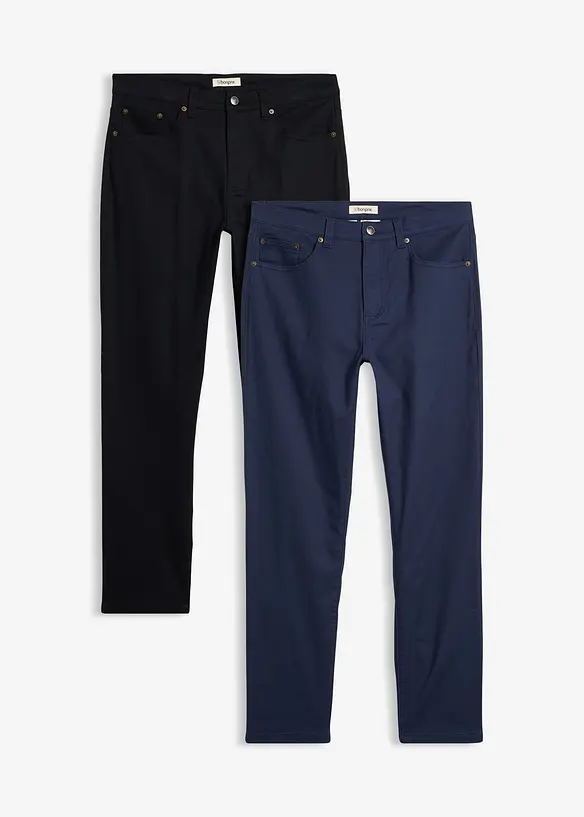 Pantaloni elasticizzati classic fit, straight (pacco da 2), bonprix