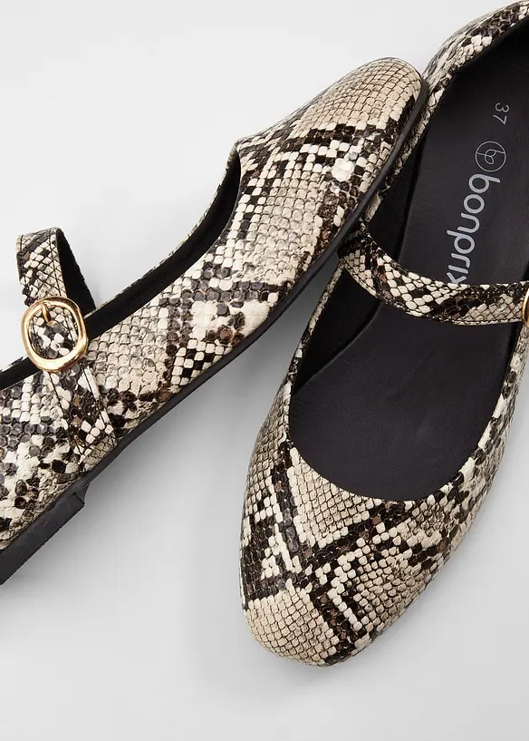 Ballerine animalier con cinturino, bonprix