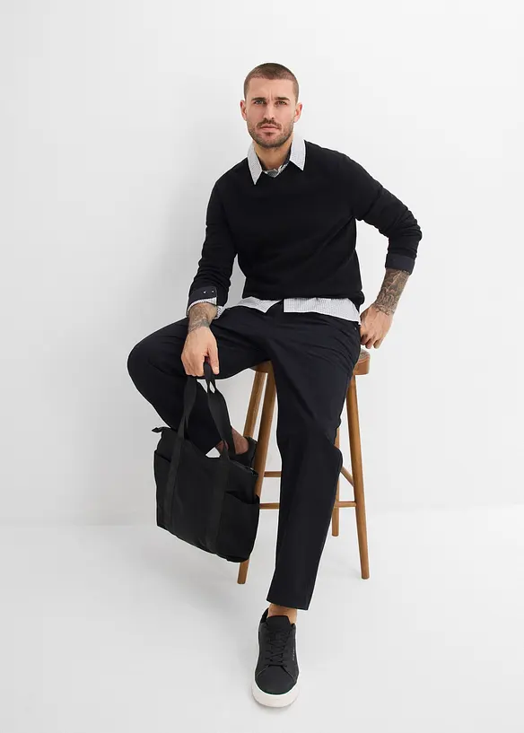 Pantaloni in twill loose fit con elastico in vita, straight, bonprix