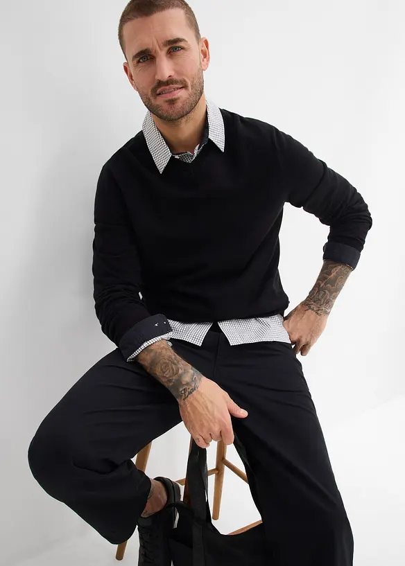 Pantaloni in twill loose fit con elastico in vita, straight, bonprix