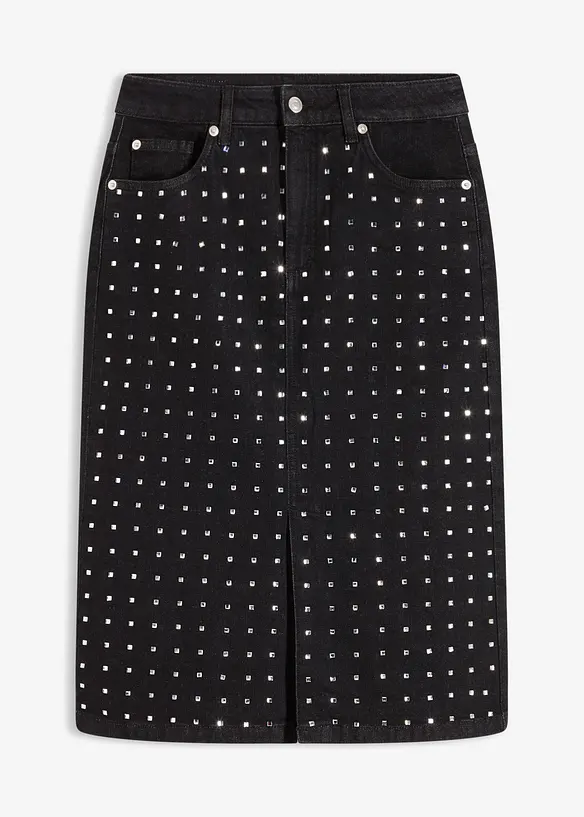 Gonna di jeans con strass, bonprix
