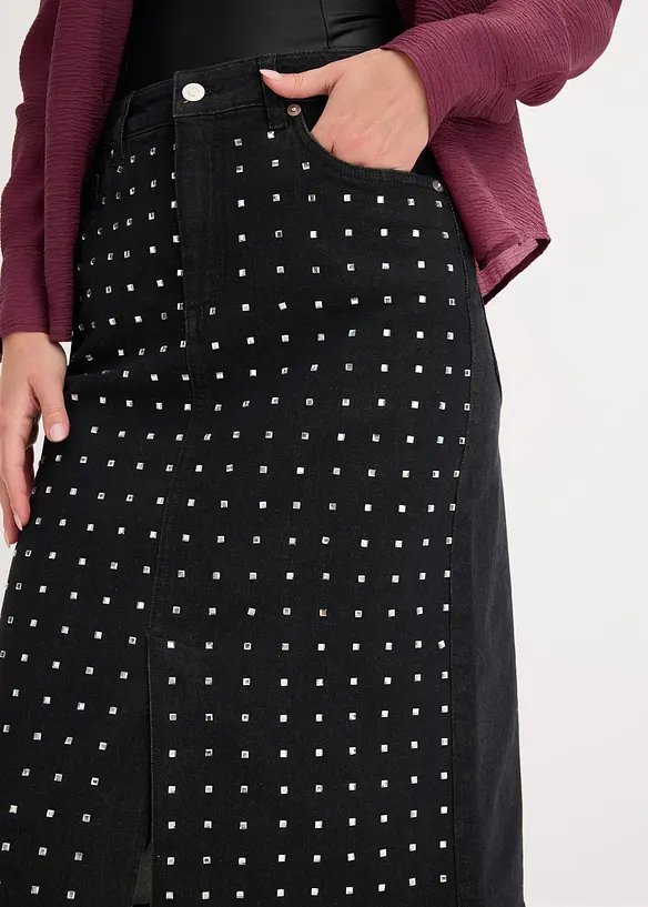 Gonna di jeans con strass, bonprix