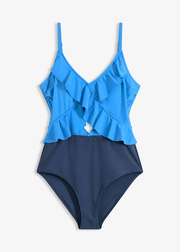 Costume intero con cut-out e volant, bonprix