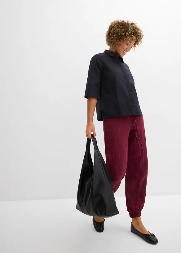 Pantaloni in mussola con vita a smock, bonprix