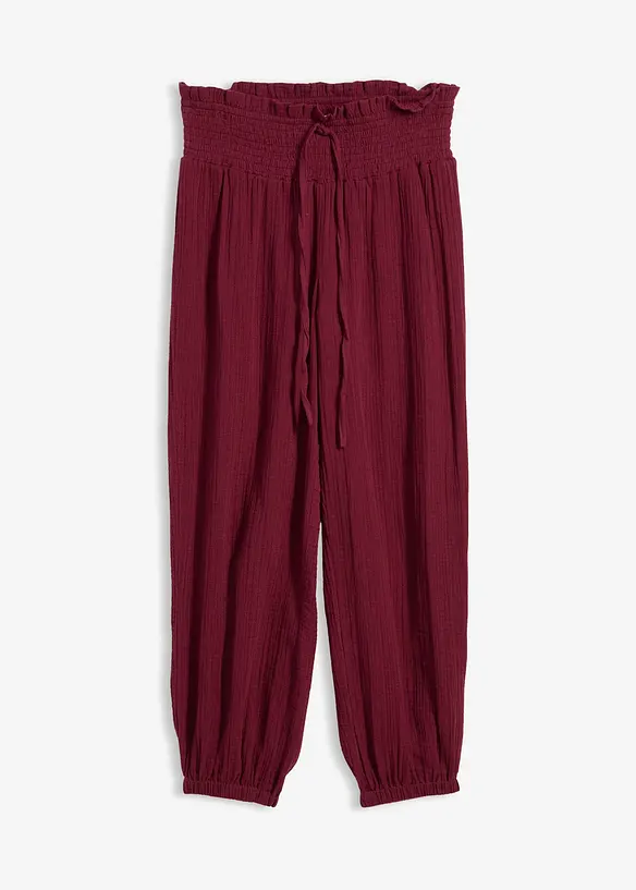 Pantaloni in mussola con vita a smock, bonprix