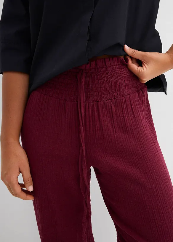 Pantaloni in mussola con vita a smock, bonprix