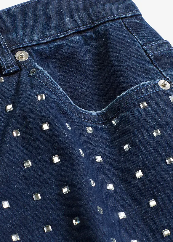 Jeans wide leg con applicazione di strass, vita media, bonprix