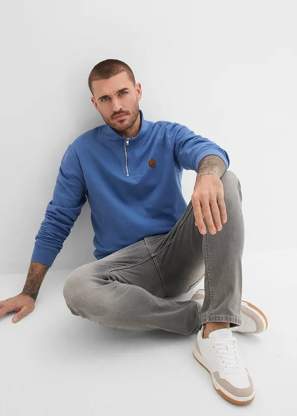 Felpa in puro cotone biologico con zip, bonprix