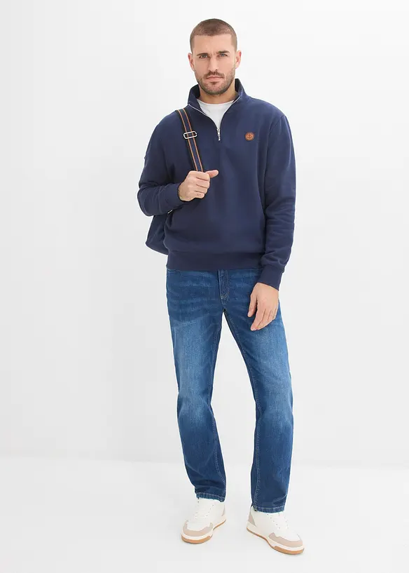 Felpa in puro cotone biologico con zip, bonprix