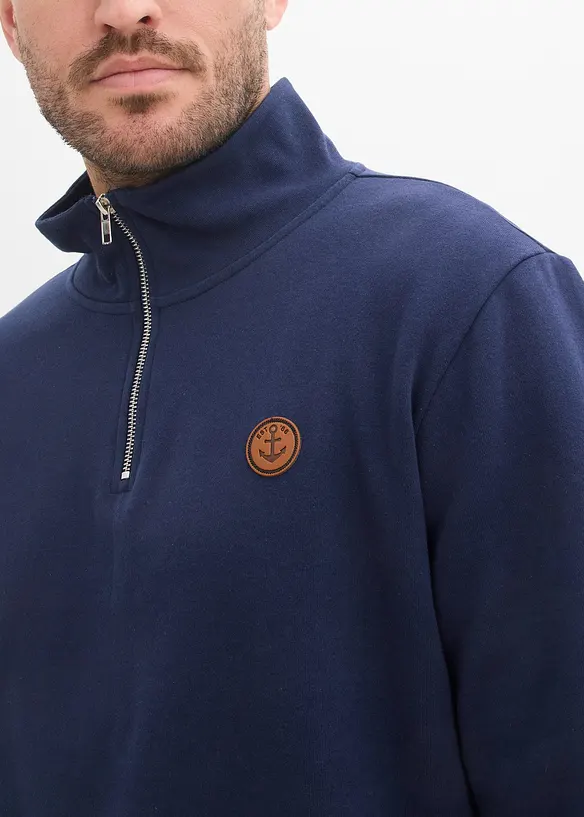 Felpa in puro cotone biologico con zip, bonprix